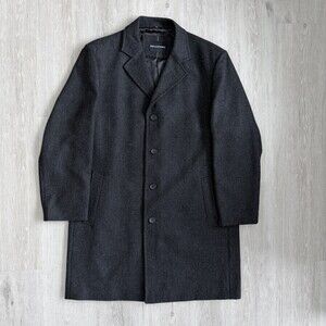 Bellissimo Overcoat Jacket Men's Wool Cashmere Blend Charcoal Grey Size 44 EUC